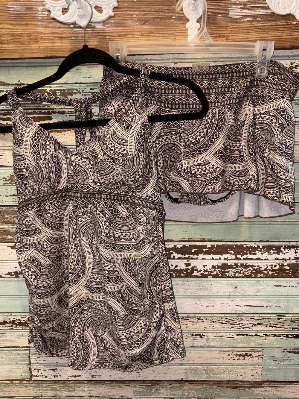Beach Bump by Motherhood Maternity Black & White Paisley 2 pc Swim Set